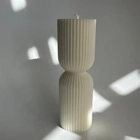 Aaram Lux Striped Column Candle | West Elm