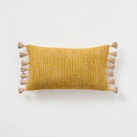 Two-Tone Chunky Linen Tassels Pillow Cover | West Elm