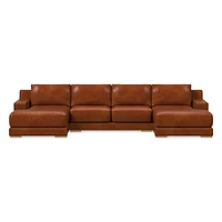 Dalton Leather 3-Piece U-Shaped Chaise Sectional (151") | West Elm