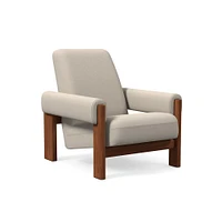 Nils Chair, Yarn Dyed Linen Weave, Alabaster, Cool Walnut