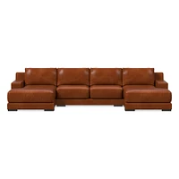 Dalton Leather 3-Piece U-Shaped Chaise Sectional (151") | West Elm