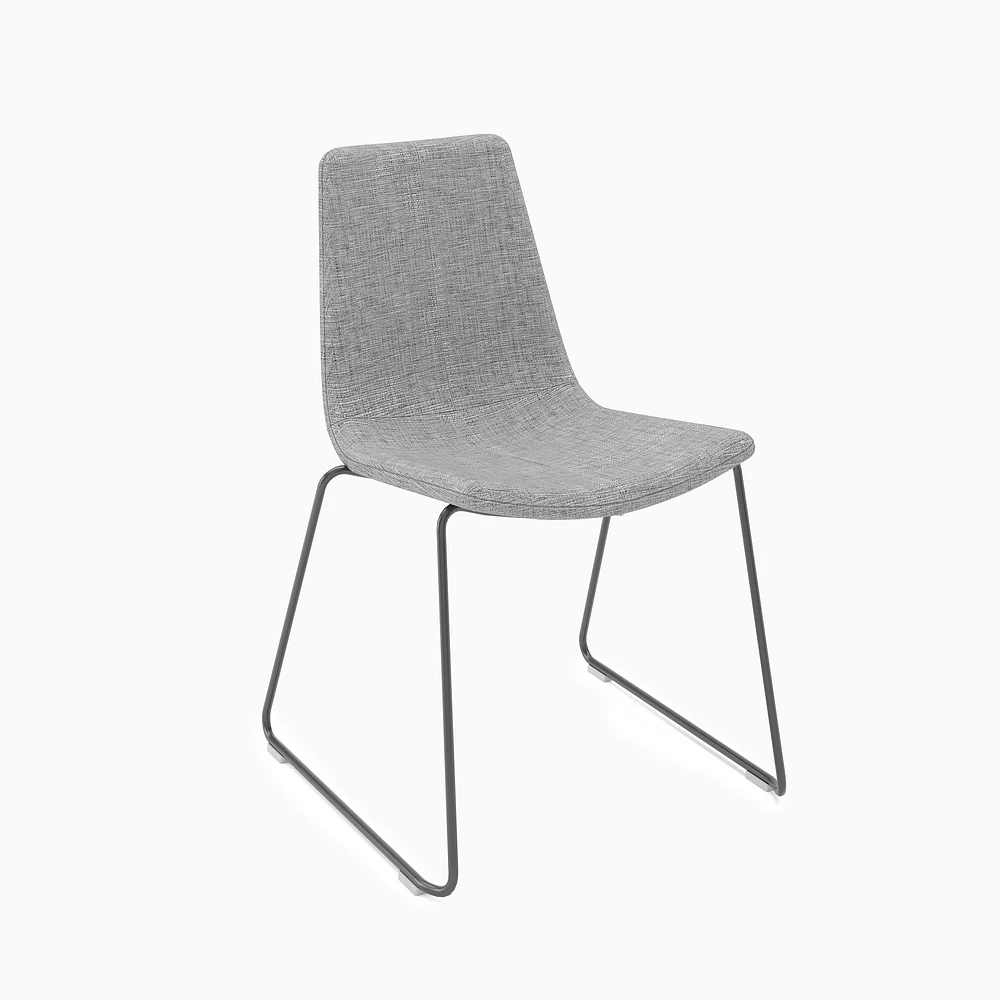 Slope Armless Stacking Chair, Cloud Velvet, Cognac / Saffron Base