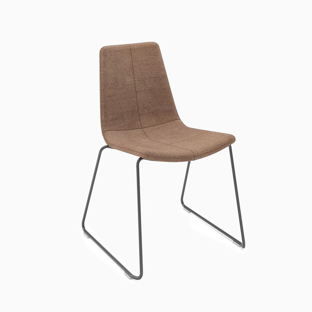 Slope Armless Stacking Chair, Cloud Velvet, Cognac / Saffron Base