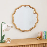 Round Wavy Wood Wall Mirror (26") | West Elm