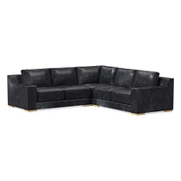 Dalton Leather 3-Piece L-Shaped Sectional (109"–119") | West Elm