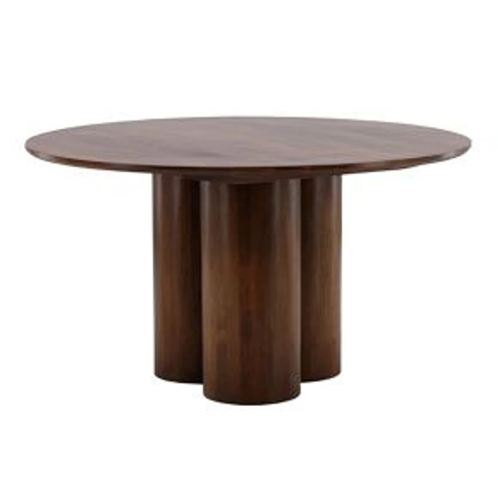 Xhaiden 54" Round Dining Table In Mango Wood, Medium Brown