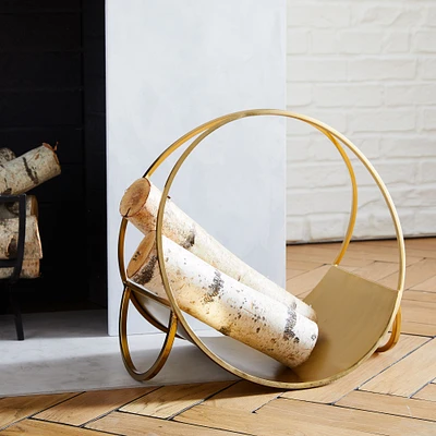 Graphic Metal Fireplace Firewood Holder | West Elm