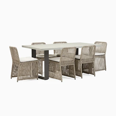 Portside Aluminum Concrete Outdoor Dining Table (72") & Coastal Dining Chairs Set | West Elm