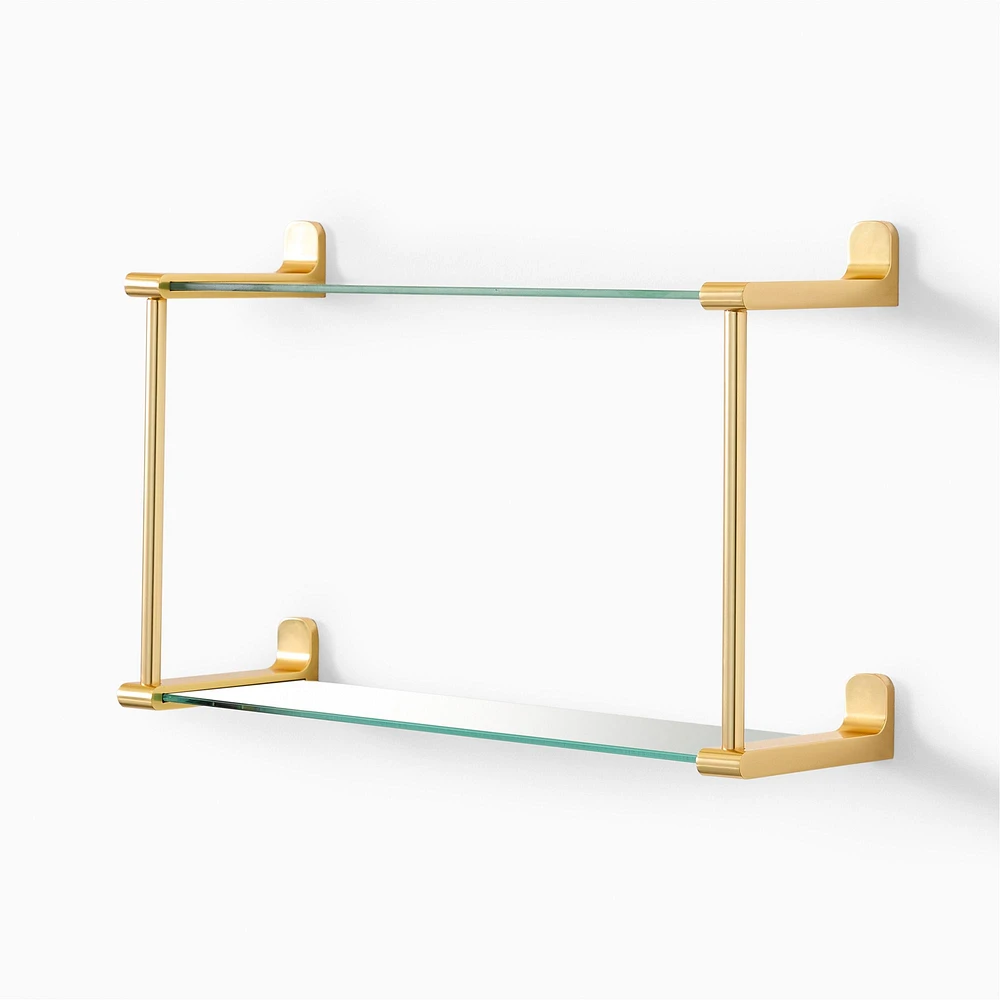 Mid-Century Contour Double Glass Bathroom Shelf | West Elm