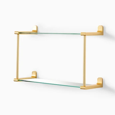 Mid-Century Contour Double Glass Bathroom Shelf | West Elm