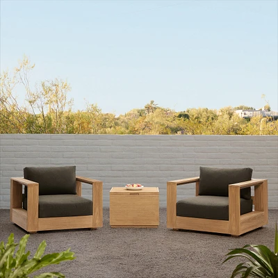 Telluride Outdoor Lounge Chairs & Volume Square Side Table Set | West Elm