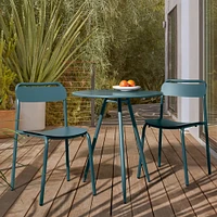 Wren Outdoor Bistro Table (28") & Metal Stacking Chairs Set | West Elm