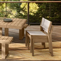 Portside Wood Outdoor Expandable Dining Table (76.5"–106"), Benches & Stacking Chairs Set | West Elm