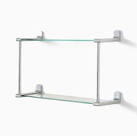 Mid-Century Contour Double Glass Bathroom Shelf | West Elm