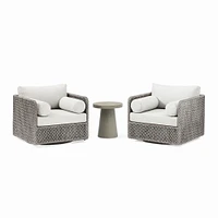 Coastal Outdoor Swivel Chairs & Concrete Pedestal Round Side Table Set | West Elm