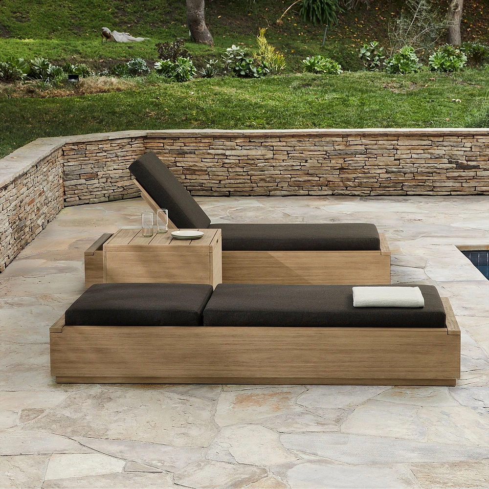 Telluride Outdoor Chaise Lounges & Volume Square Side Table Set | West Elm