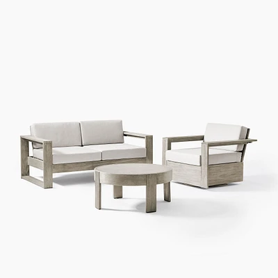 Portside Outdoor Sofa (65"), Swivel Chair & Coffee Table Set | West Elm
