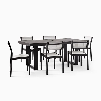 Portside Aluminum Outdoor Dining Table (72") & Textilene Dining Chairs Set | West Elm