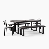 Portside Aluminum Outdoor Dining Table (72"), Benches & Textilene Chairs Set | West Elm