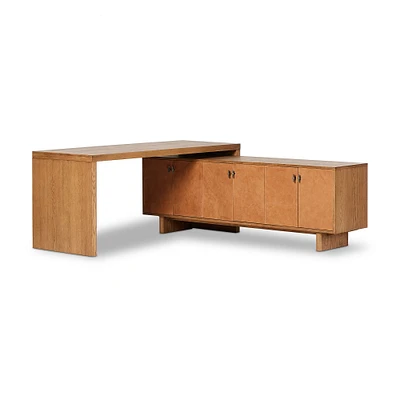 Garfield Leather L-Shaped Desk (78") | West Elm