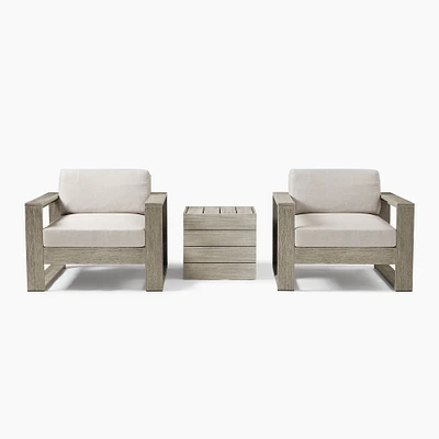 Portside Outdoor Lounge Chairs & Umbrella Holder Side Table Set | West Elm