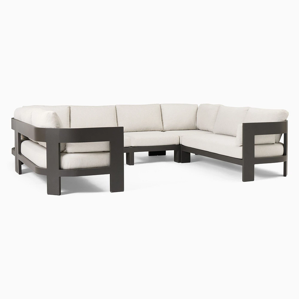 Caldera Aluminum Outdoor 6-Piece U-Shaped Sectional (126") | West Elm