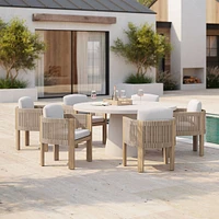 Concrete Pedestal Outdoor Round Dining Table (32"–60") & Porto Chairs Set | West Elm