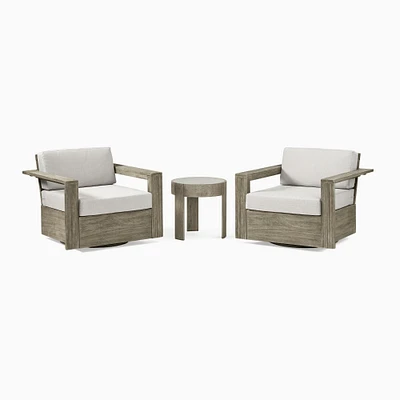 Portside Wood Outdoor Swivel Chairs & Round Side Table Set | West Elm