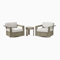 Portside Wood Outdoor Swivel Chairs & Round Side Table Set | West Elm