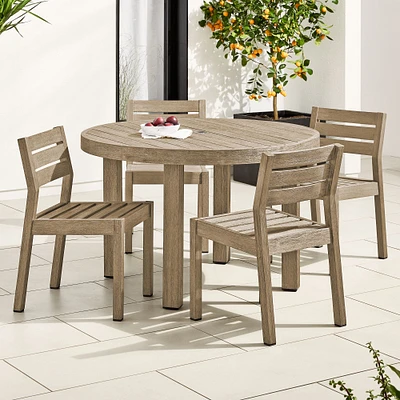 Portside Wood Outdoor Round Dining Table (48") & Chairs Set | West Elm