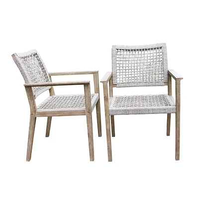 Solid Eucalyptus Outdoor Dining Armchair (Set of 2) | West Elm