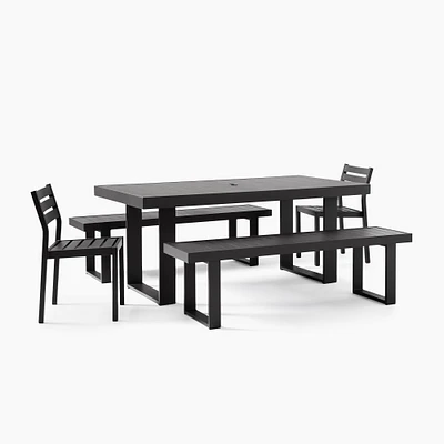 Portside Aluminum Outdoor Dining Table (72"), Benches & Dining Chairs Set | West Elm