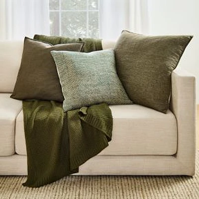 Classic Linen Pillow Cover, 20"x20", Dark Olive