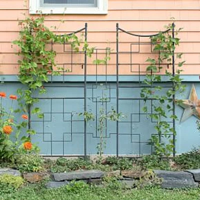 Square Trellis, Wrought Iron, 31.5"W x 1.5"D x 86"H, Graphite