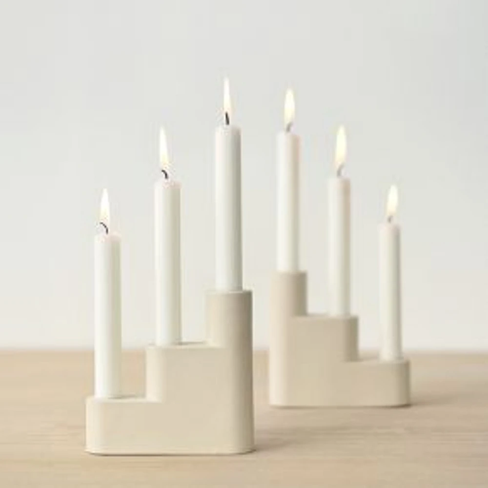 Step Ceramic Candelabra White