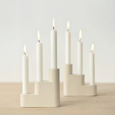 Step Ceramic Candelabra White