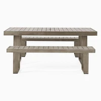 Portside Wood Outdoor Dining Table (76.5") & Benches Set | West Elm