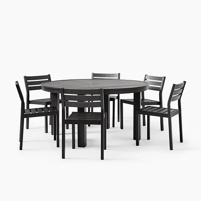 Portside Aluminum Outdoor Round Dining Table (58") & Dining Chairs Set | West Elm