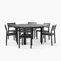 Portside Aluminum Outdoor Round Dining Table (58") & Dining Chairs Set | West Elm