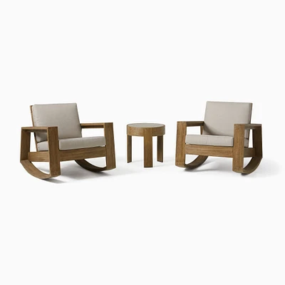 Portside Outdoor Rocking Chairs & Round Side Table Set | West Elm