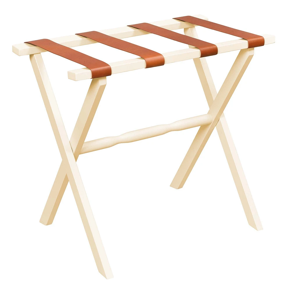 Ivory Luggage Rack w/ Leather Straps | West Elm