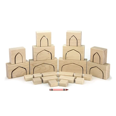 Everwood Friends Pointed Arch Building Block Set w/ Tray | West Elm