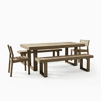 Portside Wood Outdoor Dining Table (76.5"), Benches & Chairs Set | West Elm