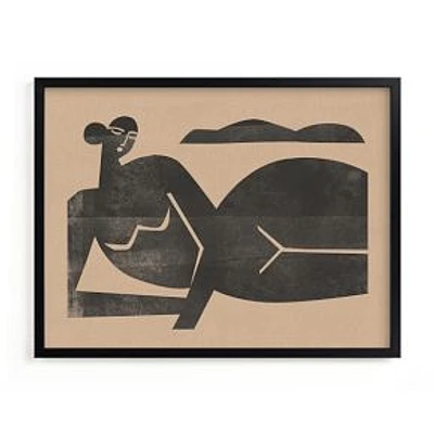 Woodblock Nude Wall Art, 18" x 24", Black