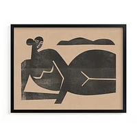 Woodblock Nude Wall Art, 18" x 24", Black