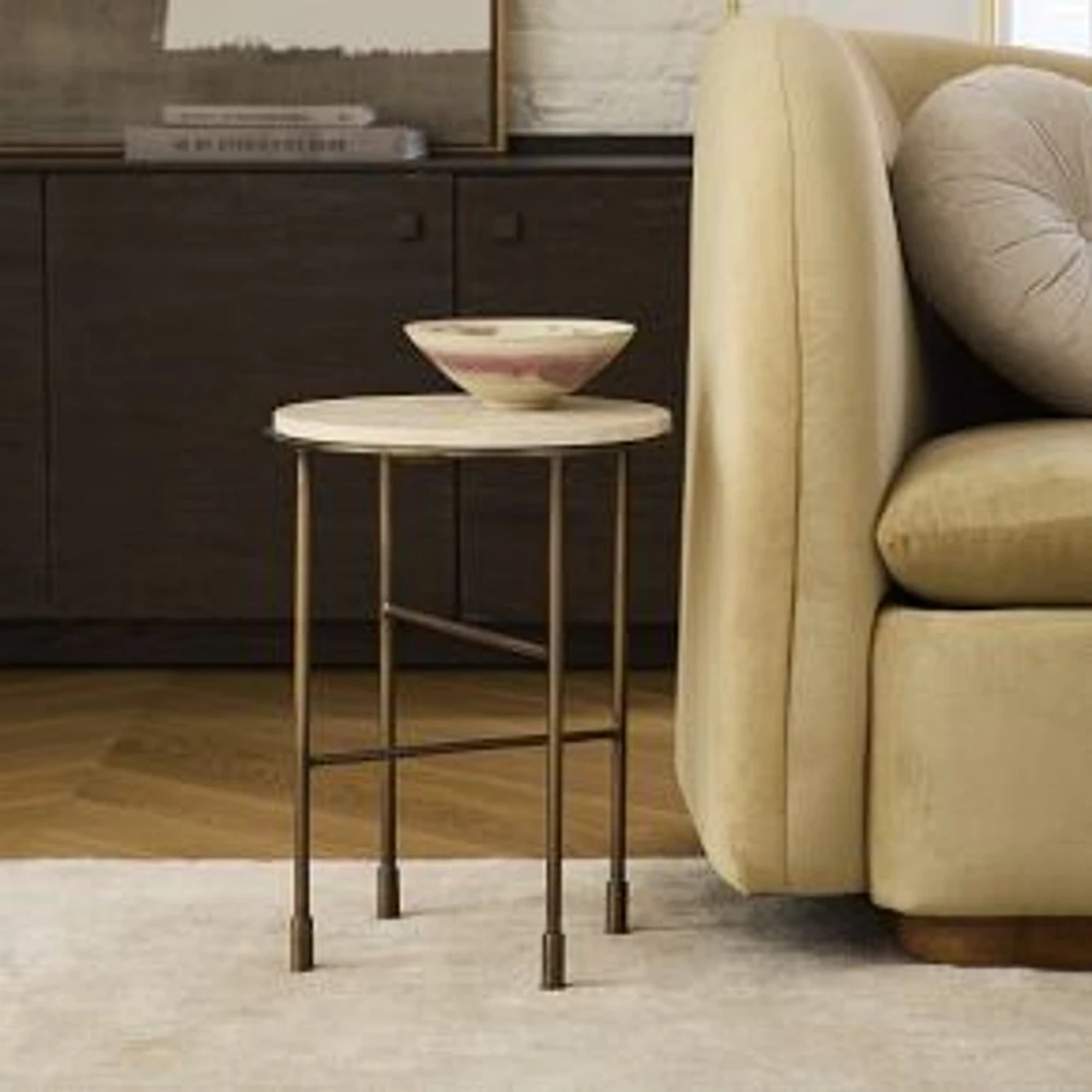 Fay 13" Side Table, Travertine