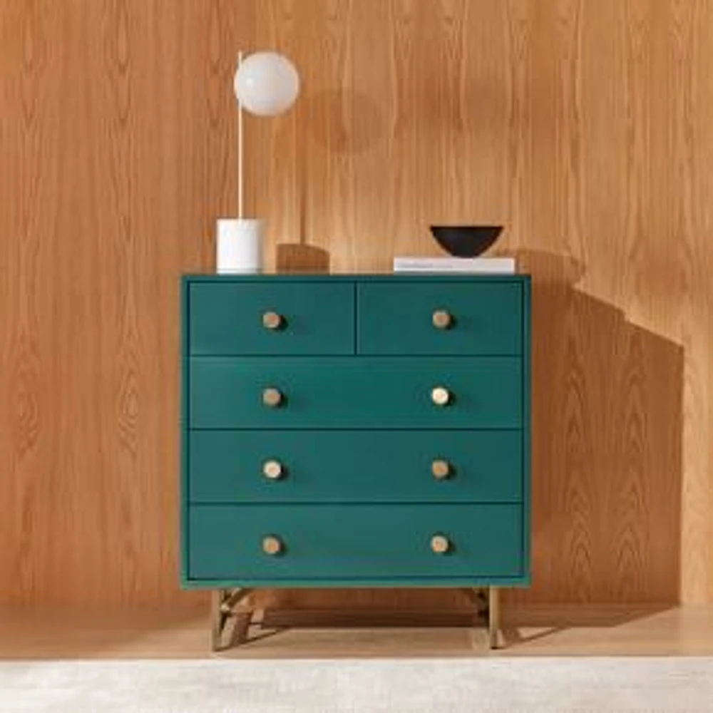 Lilia 33" Tall 5-Drawer Dresser, Juniper Green