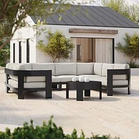 Caldera Aluminum Outdoor 126in 6 Piece U Shaped Sectional, Dark Bronze