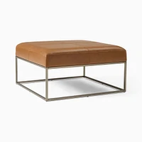 Box Frame Square Leather Ottoman | West Elm