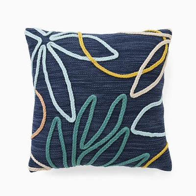 Outdoor Linework Floral Pillow | West Elm